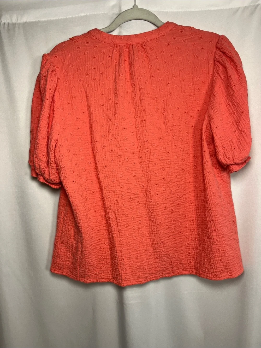 BODEN trim Insert double cloth cotton top floral eyelet puff sleeves US SZ 12